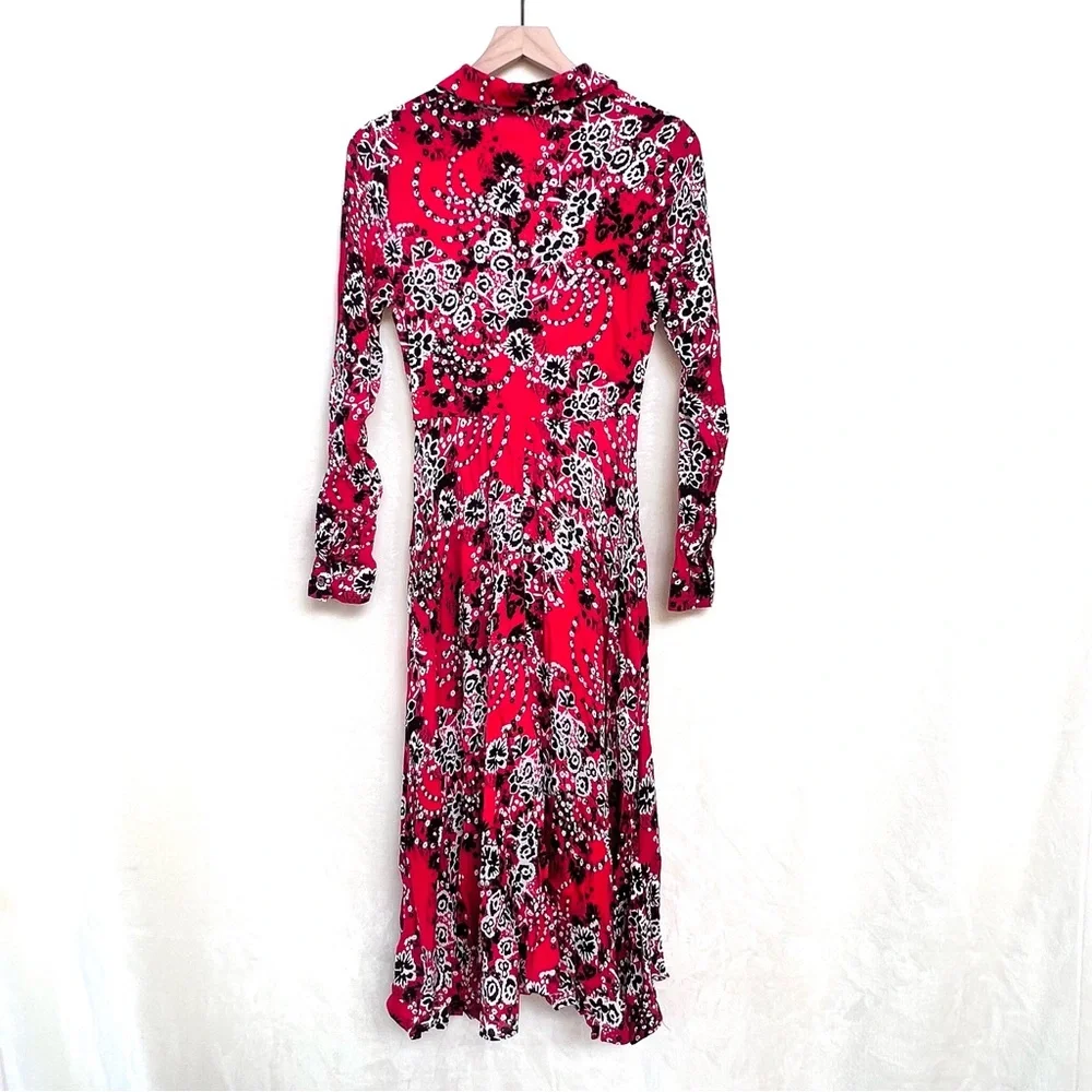 Free People “Tough Love” Twist-Front Red Shirt Dress